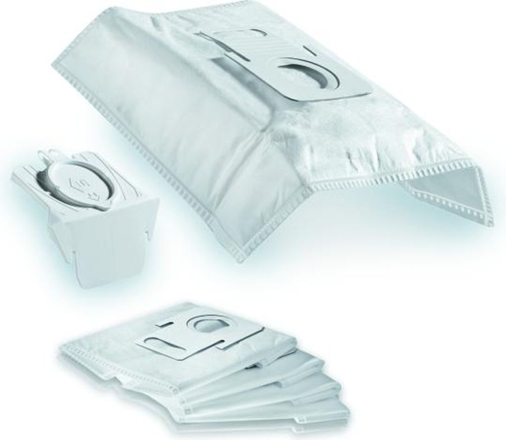 A collection of vacuum cleaner bags on a white background.
