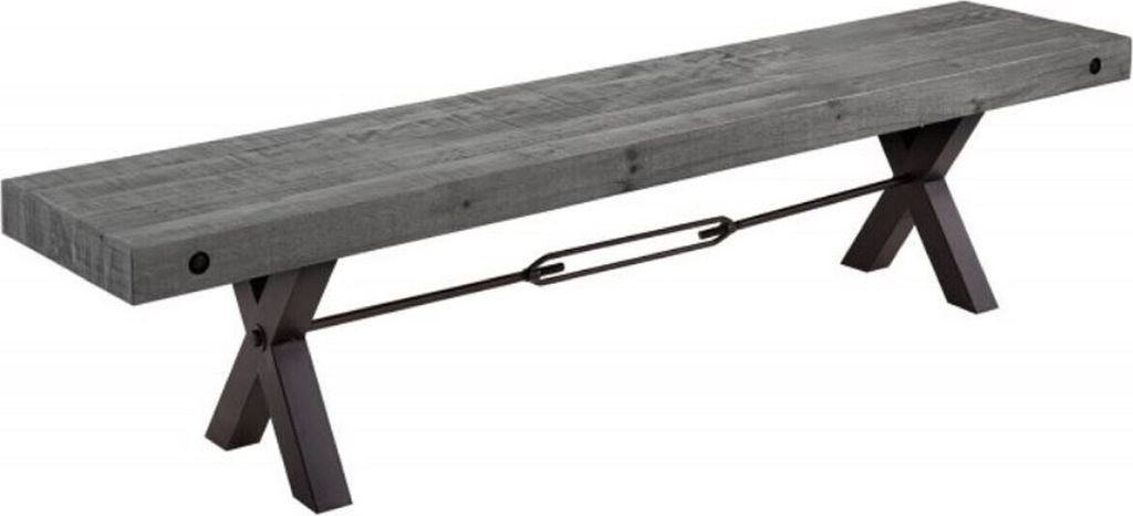 Casa Padrino Industrial Design Sitzbank Grau / Schwarz 200 x 40 x H. 45 cm - Massivholz Bank mit pulverbeschichteten Metall Gestell - Industrial De...