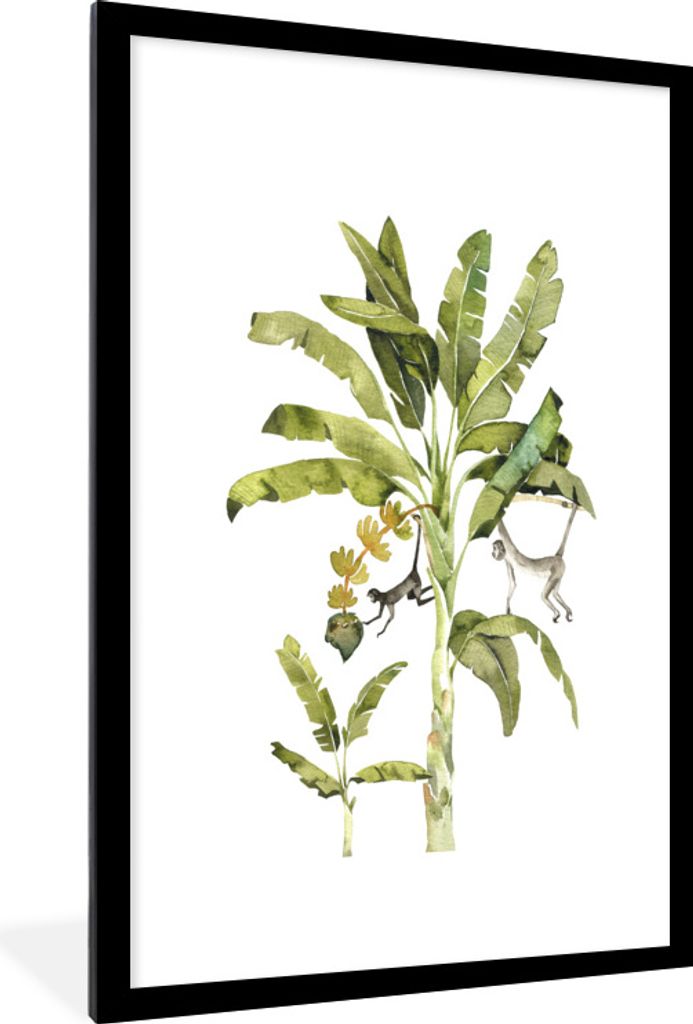 MuchoWow Gerahmtes Poster Dschungel - Affe - Tiere 60x90 cm - Poster mit Schwarzem Bilderrahmen Wandposter Rahmen Foto Bilder - Dekoration - Wand...