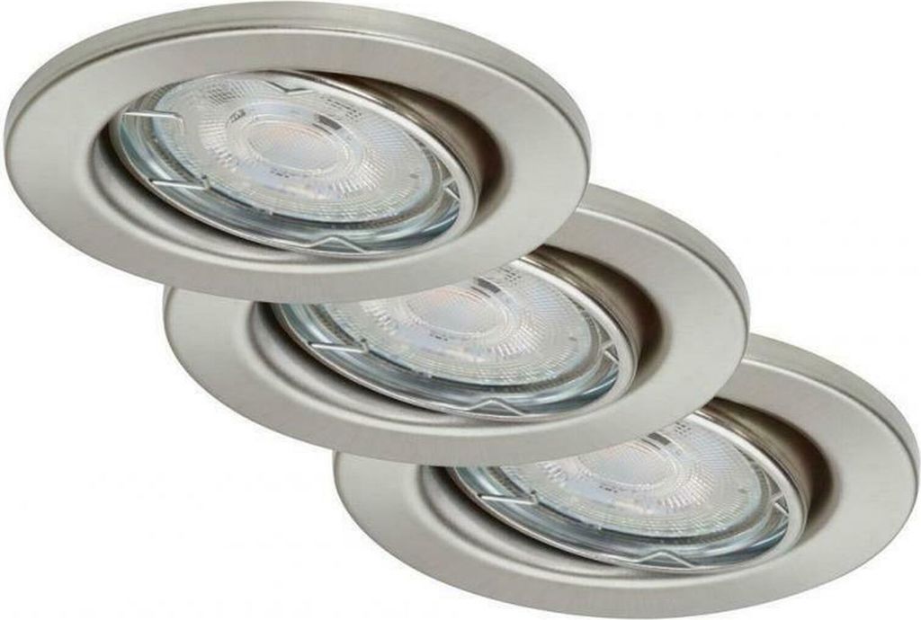 3 x Briloner LED Einbaustrahler Nickel-matt IP23 5,5W GU10 Produktbild 