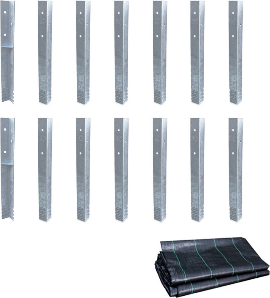 WICKEY Bodenanker Erdanker Winkelanker-Set SolidLock 14 Stk. für Spielturm & Schaukel inkl. Unkrautvlies, Anker, Pfostenanker für Klettergerüst ...