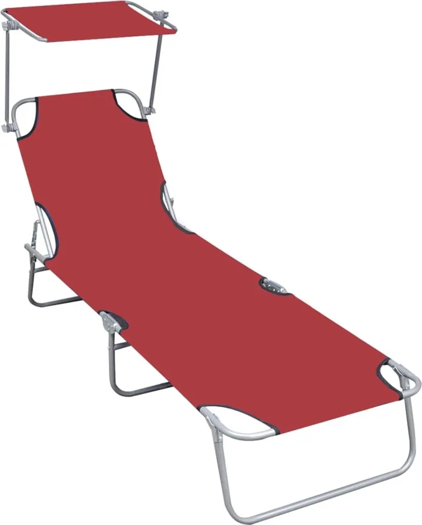 Lettino Pieghevole Alluminio Rosso con Tettuccio | Offerta Mare 2026 - 1