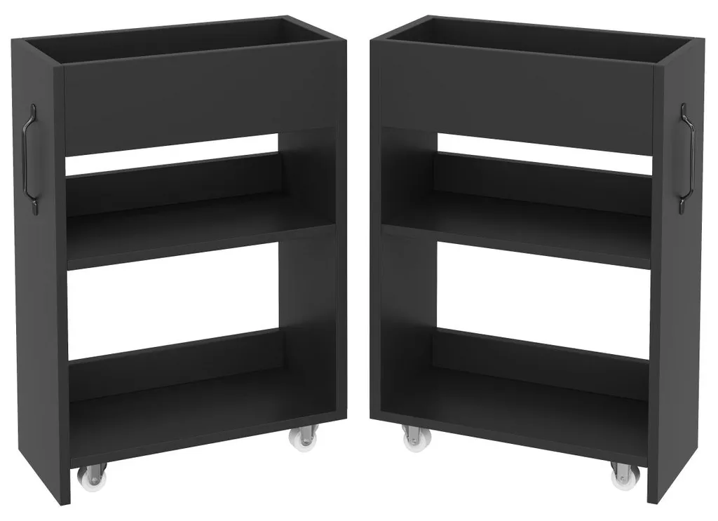 Petit buffet de bureau réversible à roulettes et rangement modulable - 8