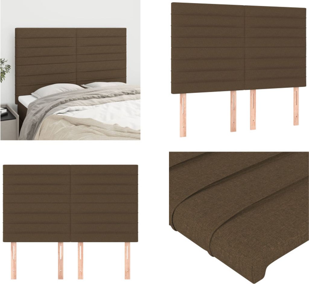 vidaXL Kopfteile 4 Stk. Dunkelbraun 72x5x78/88 cm Stoff - Kopfteil - Kopfteile - Bett-Kopfteil - Bettkopfteil
