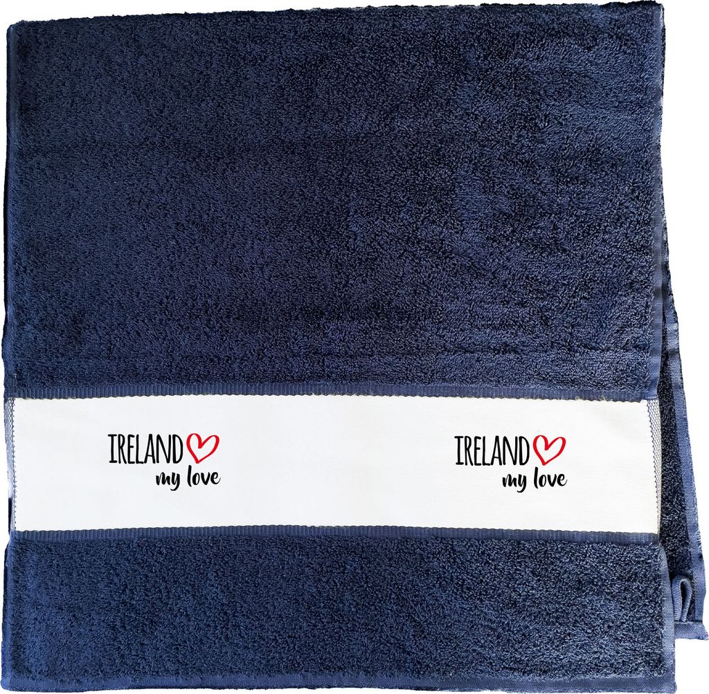Huuraa Sporthandtuch Ireland my love Geschenk 50x100cm French Navy Baumwolle Ireland Geschenkidee