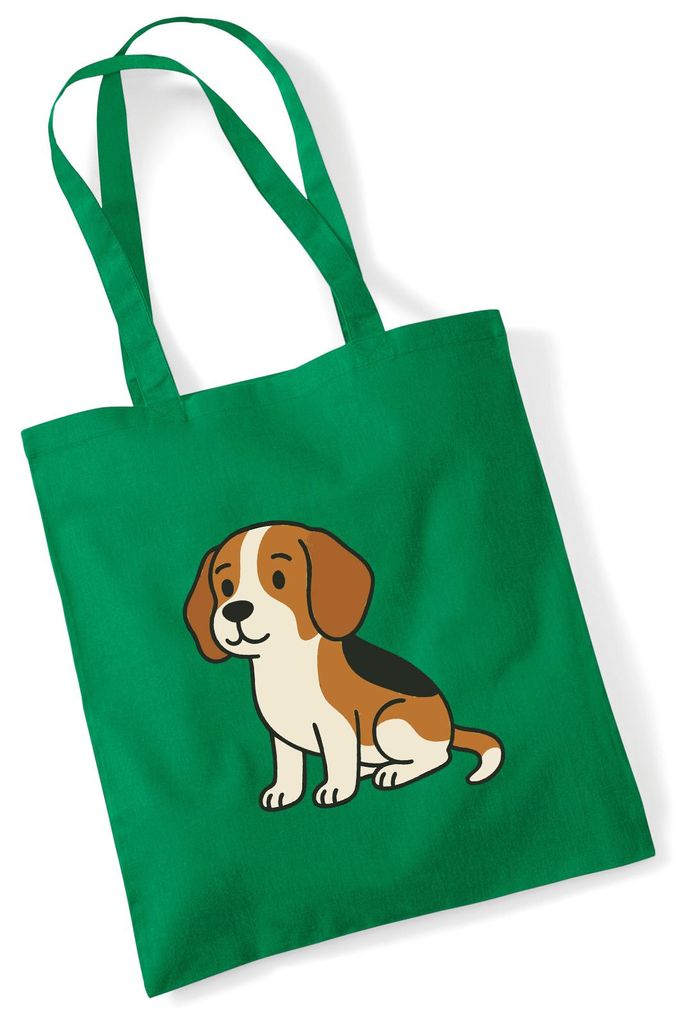 Huuraa Jutebeutel Beagle Comic Beagie 10 Liter Kelly Green Baumwolle Tasche Geschenkidee