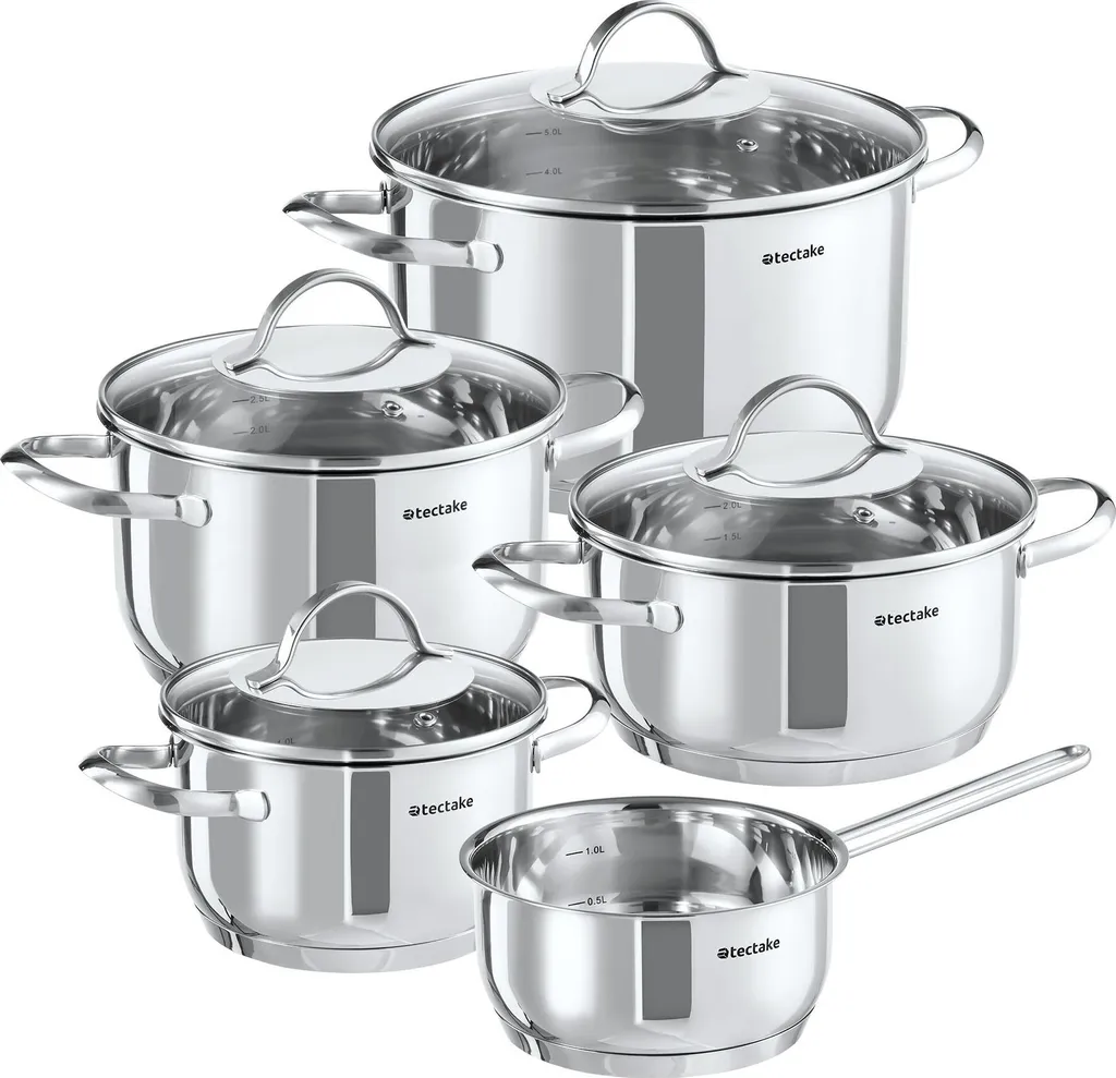 Batterie de casseroles induction BOLOGNE II argent 9 pièces en inox pur