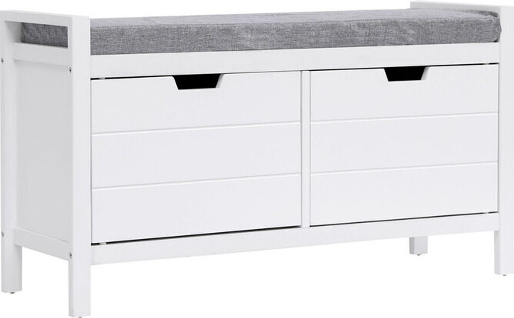 Happy Home Sitzbank mit stauraum Schuhbank mit sitzkissen, Kommode für Schuhe, Schuhschrank mit Sitzfläche für Flur Schlafzimmer Weiß