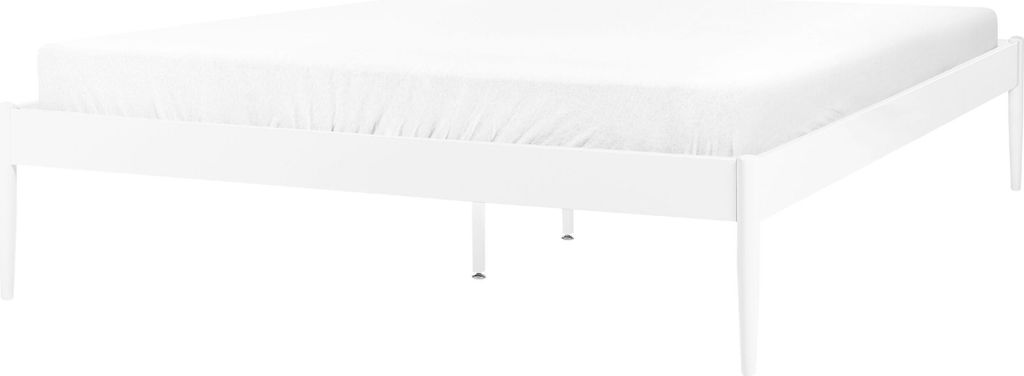 BELIANI Bett Weiß Metall 160 x 200 cm Solides Gestell Fest Integrierter Lattenrost Modern Industrieller Stil Doppelbett Metallbett Schlafzimmer