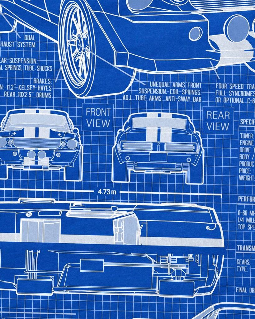 style3 GT 500 Blaupause T-Shirt Herren fastback