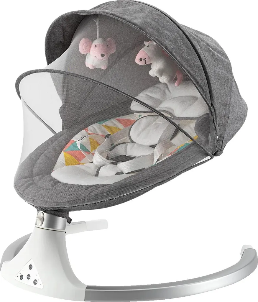 Apaiser bébé avec ce transat électrique gris programmable et sécurisé