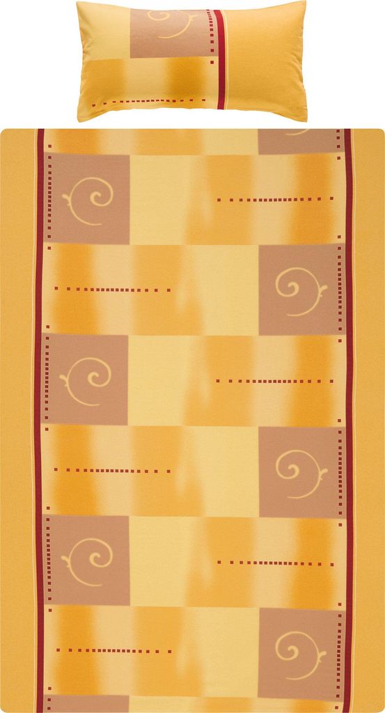 Erwin Müller Bettwäsche ocker-gelb-rot 1x 135x200 cm + 1x 40x80 cm