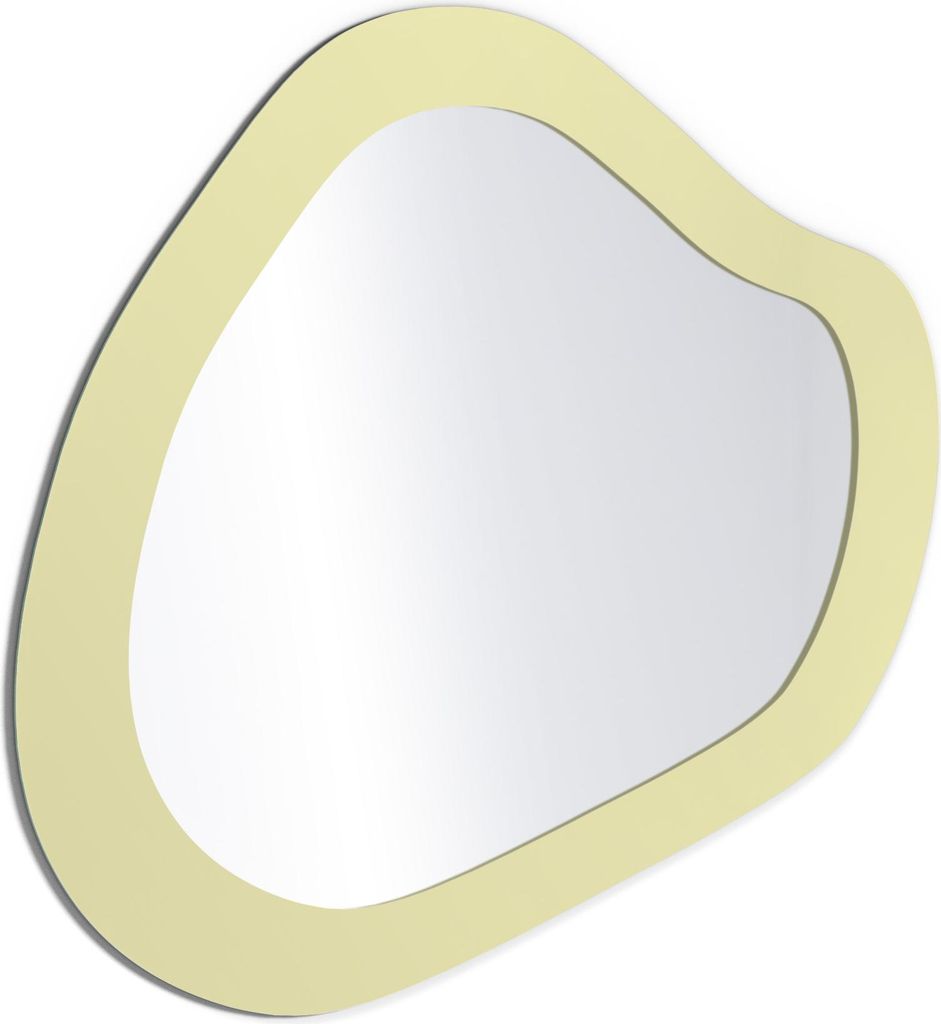 DEQORI Wandspiegel Organisch 90,5x82,3 cm 'Pastellfarben - Vanille' Spiegel Badspiegel