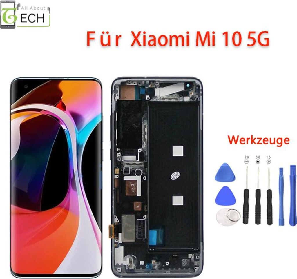 Für Xiaomi Mi 10 / 10 Pro 5G (C Version) LCD (OLED) Display mit Rahmen Touchs...