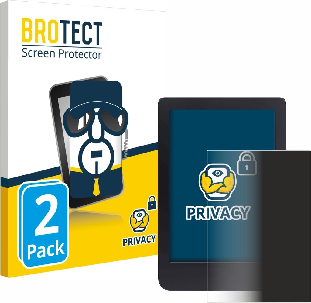 2x BROTECT Sichtschutzfolie für Tolino Shine 3 Anti-Spy Privacy Sichtschutz Blickschutz Folie Blaulicht-Schutz