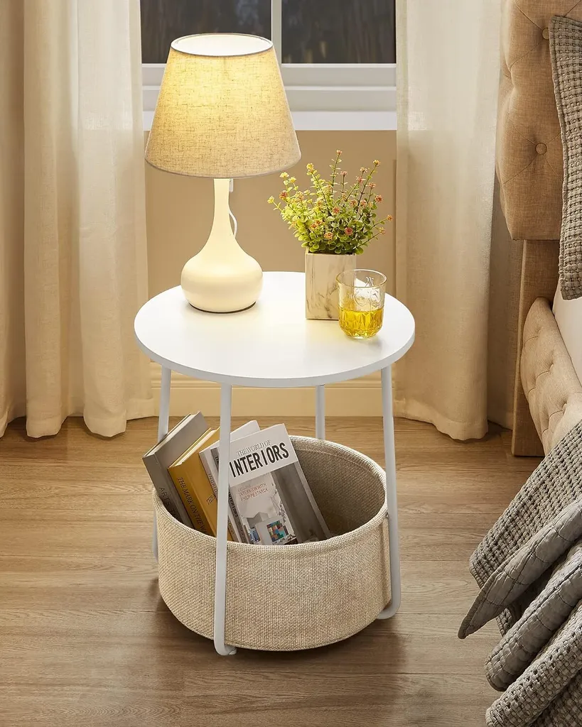 Tavolino da Salotto Moderno VASAGLE - Bianco e Beige con Stoccaggio - 6