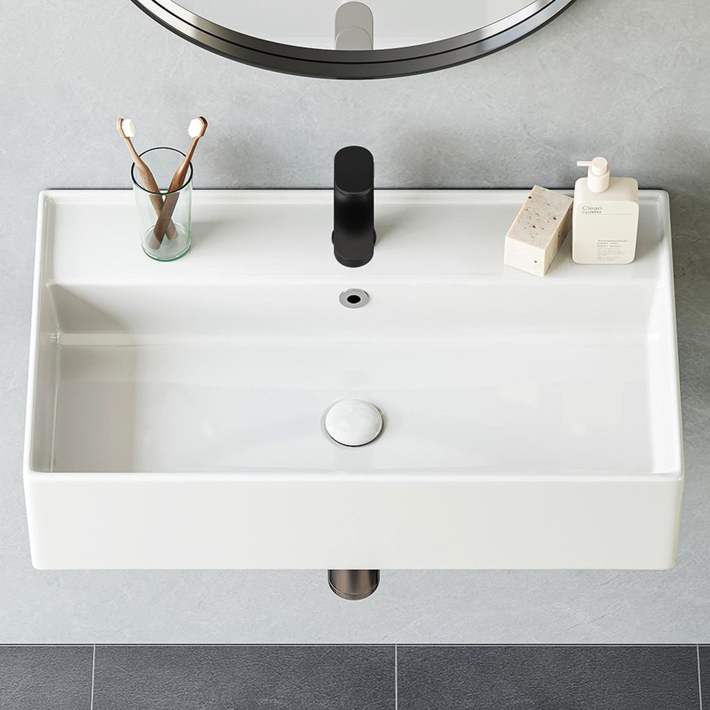 HOROW Wand Waschbecken dünnem Rand Design Rechteckig Bad Produktbild 