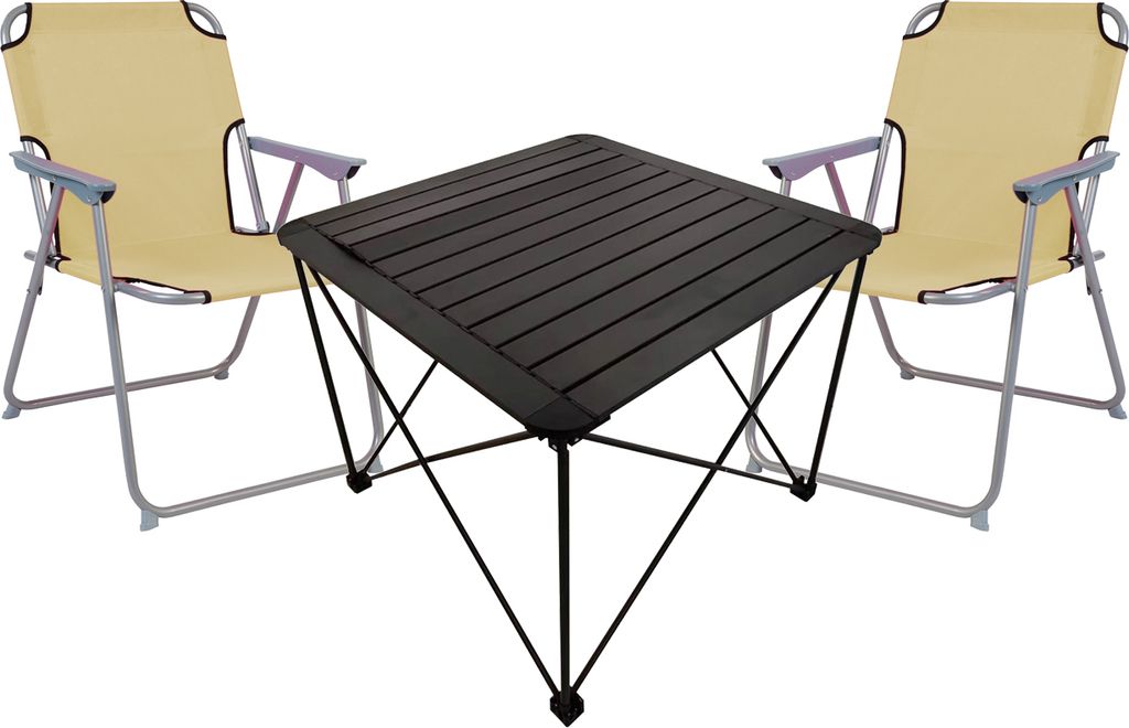 3teiliges Campingmöbel Set Campingtisch Campingstuhl L70xB70xH56cm