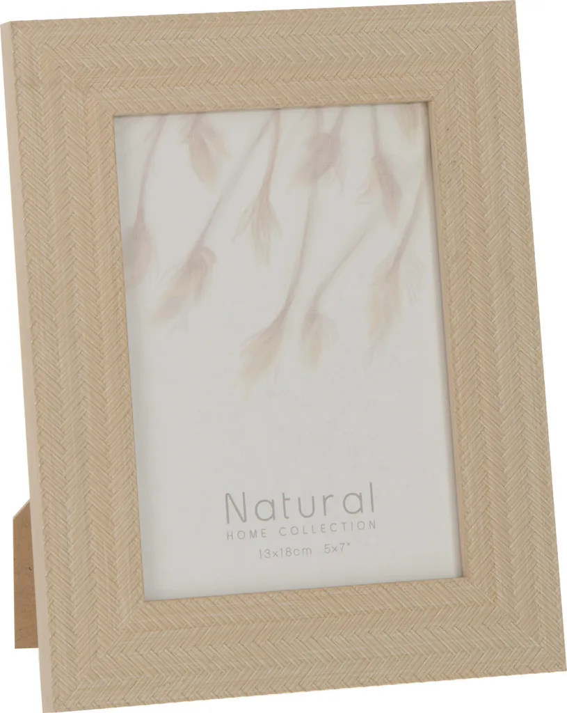 Cadre photo J-Line 30x18 cm en texture tissée beige clair polystyrène