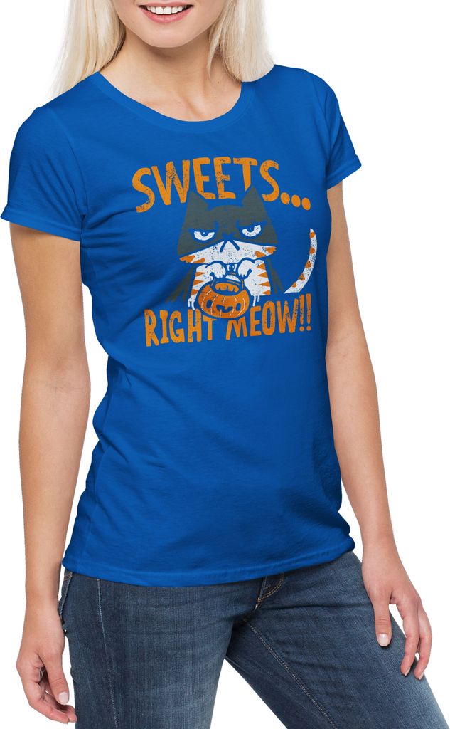 Urban Backwoods Sweets Right Meow, Damen T-Shirt, Farbe: Royalblau, Größe: 3XL