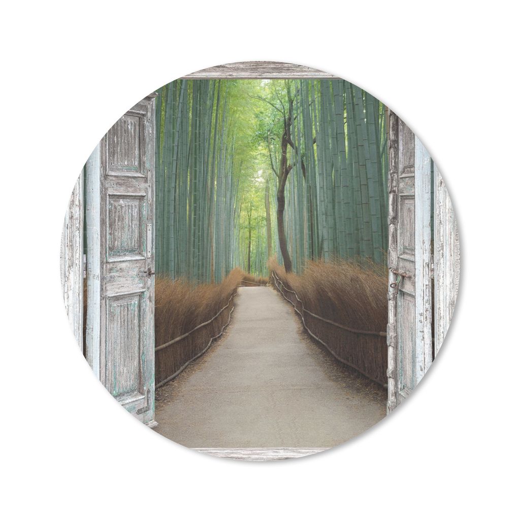 MuchoWow Mauspad Mousepad Bambus - Japan - Aussicht - Wald 50x50 cm - Mousepads - Maus Mat - Pad - Mausunterlage - Vinyl