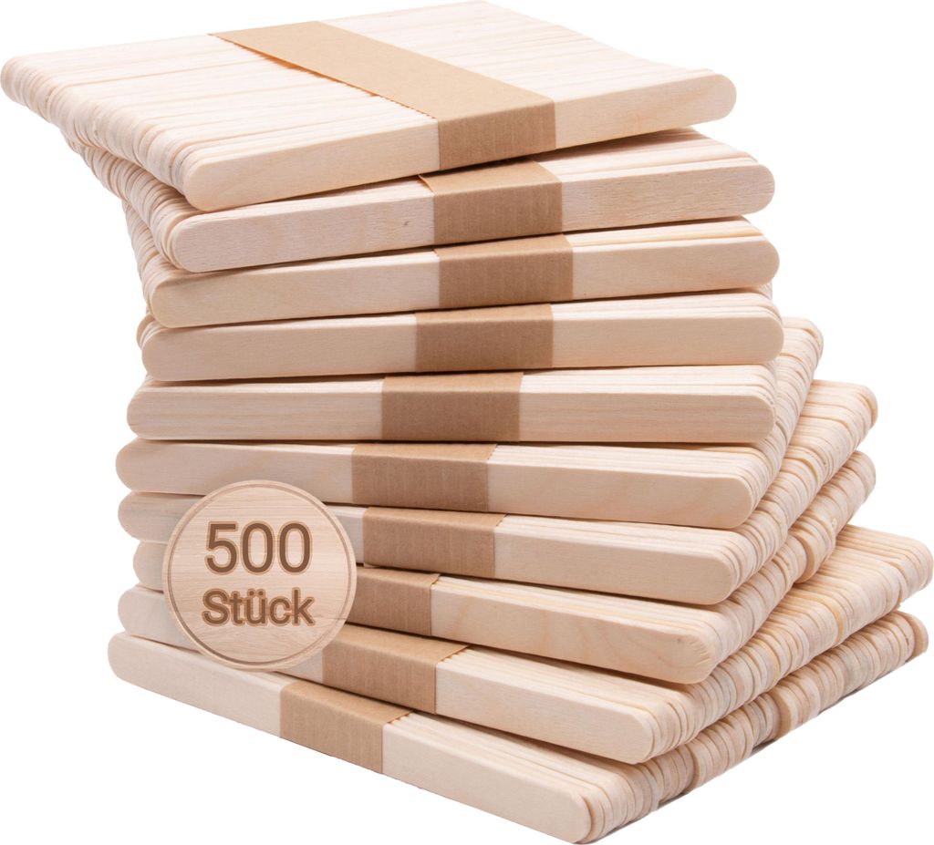 Eisstiele - 500 Stück Holzstäbchen aus naturbelassenem Holz Produktbild 