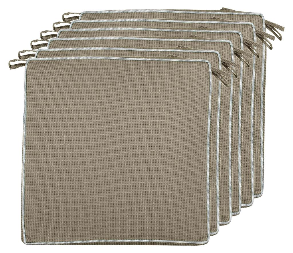 4er Set Sitzkissen 40x40x4 cm – Wasser- und schmutzabweisende Stuhlkissen mit Bindebändern und Paspel – Für Innen- und Außenbereich – Gart...