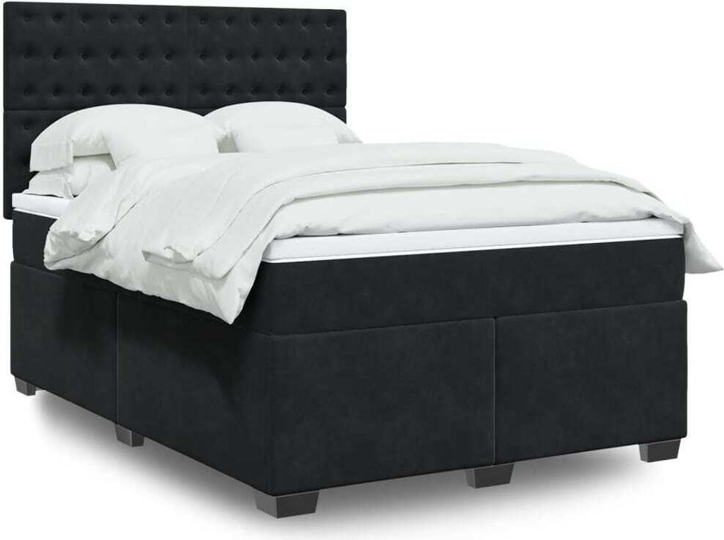 Maison Exclusive - Boxspringbett mit Matratze Schwarz 160x200 cm Samt