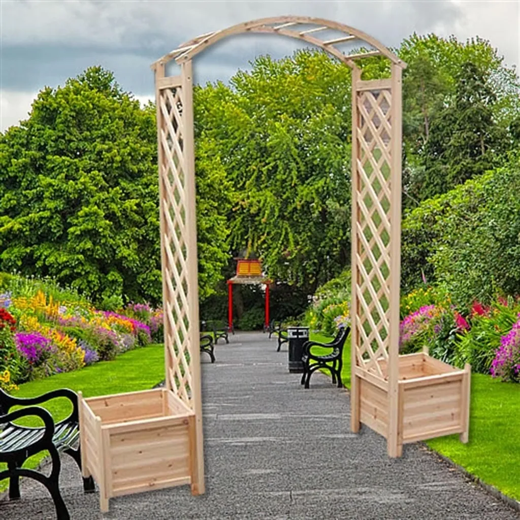 Treillis avec jardinière stable pour plantes grimpantes sans fixation