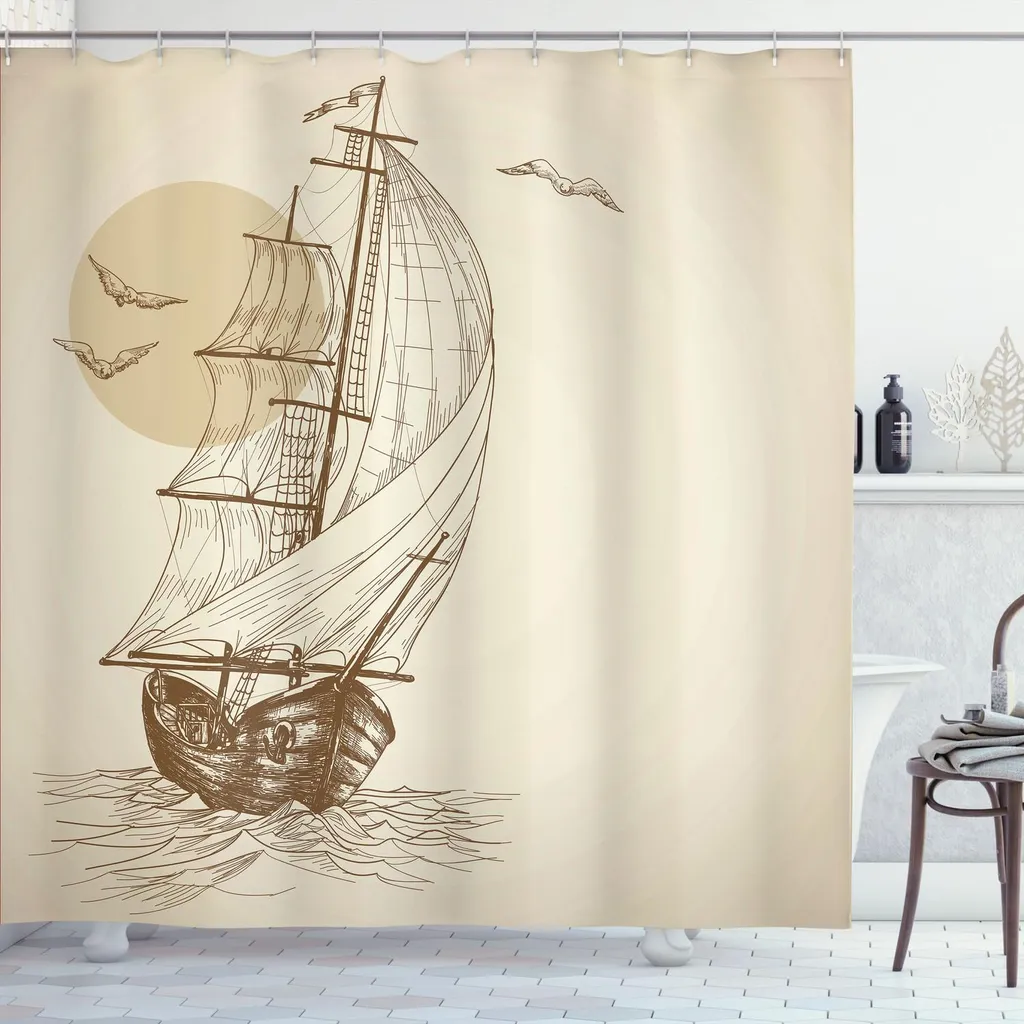 Tenda Doccia Design Nautico ABAKUHAUS 175x180 Poliestere Antimuffa