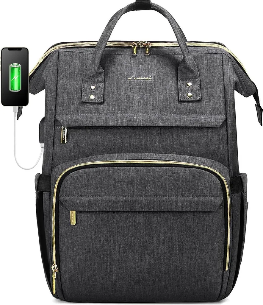 Sac à dos Ordinateur 15,6 pouces Imperméable avec Port USB Charge - Gris