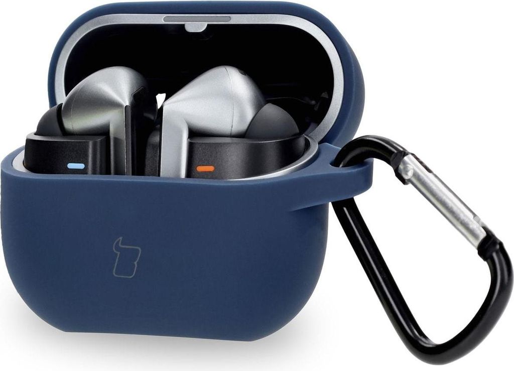 Silikonowe etui z karabińczykiem Bizon Case Headphone Silicone do Galaxy Buds 3/3 Pro, ciemnoniebieskie
