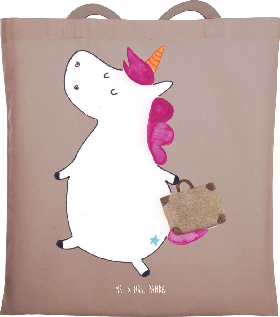 Mr. & Mrs. Panda Schultasche Einhorn Koffer - Braun Pastell - Geschenk, Tasche, Unicorn, Beutel, Jutebeutel, dokumententasche, Einhörner, Spaß, T...