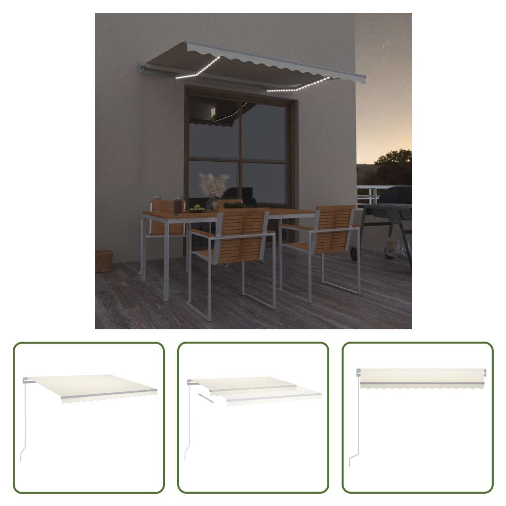 The Living Store Markise Manuell Einziehbar mit LED 300x250 cm Creme
