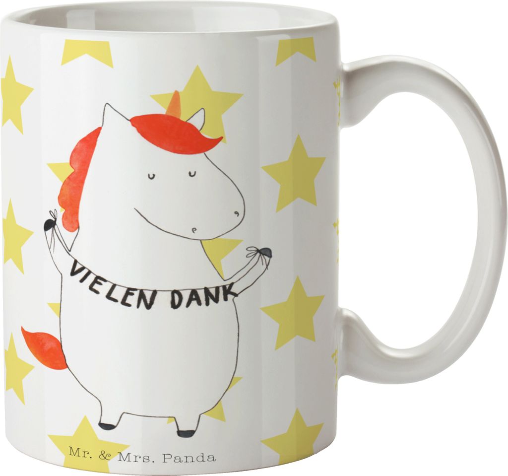 Mr. & Mrs. Panda Becher Einhorn Dankeschön - Weiß - Geschenk, Kaffeetasse, Tasse, Vielen Dank, Einhörner, Kaffeebecher, Danke, Unicorn, Henkelbe...