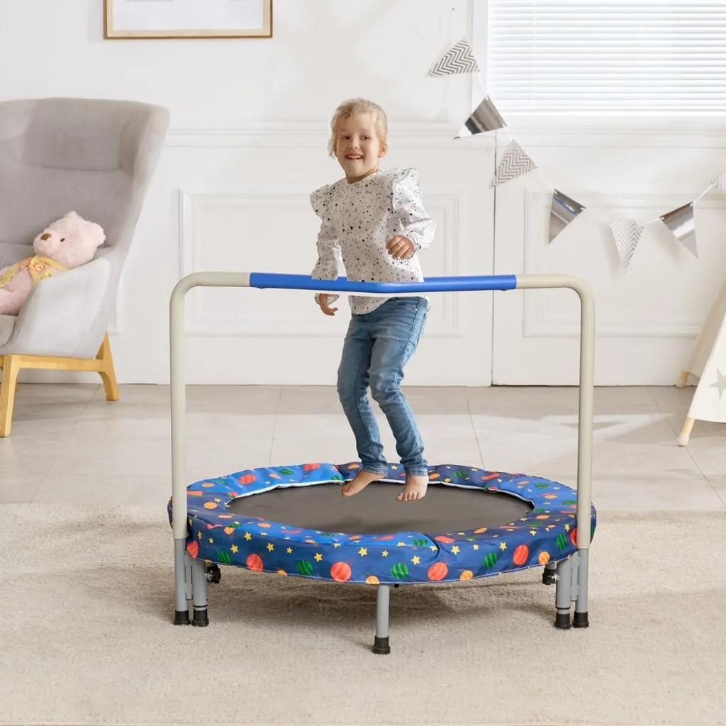 Trampoline pliable bleu 91 cm avec structure robuste de 100 kg - 8