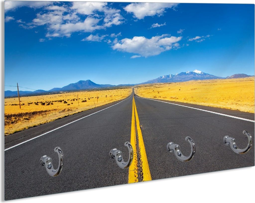 Wallario Handtuchhalter aus Glas, Motiv: Route 89 in Arizona - Am Ende der Horizont, 30 x 20 cm mit 4 Haken