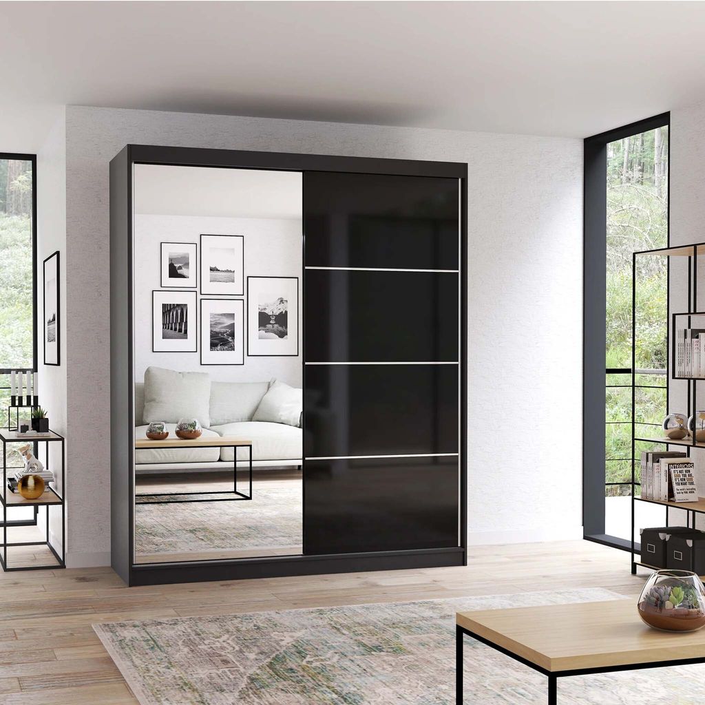 Schwebetürenschrank Schrank Kleiderschrank mit Spiegel 183 Produktbild 1