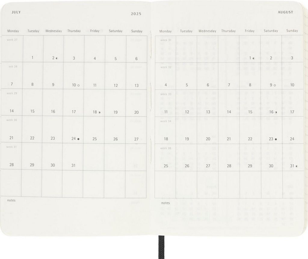 Moleskine 12měsíční týdenní zápisník 2025, kapesní/A6, 1 Wo Obrázek produktu 4