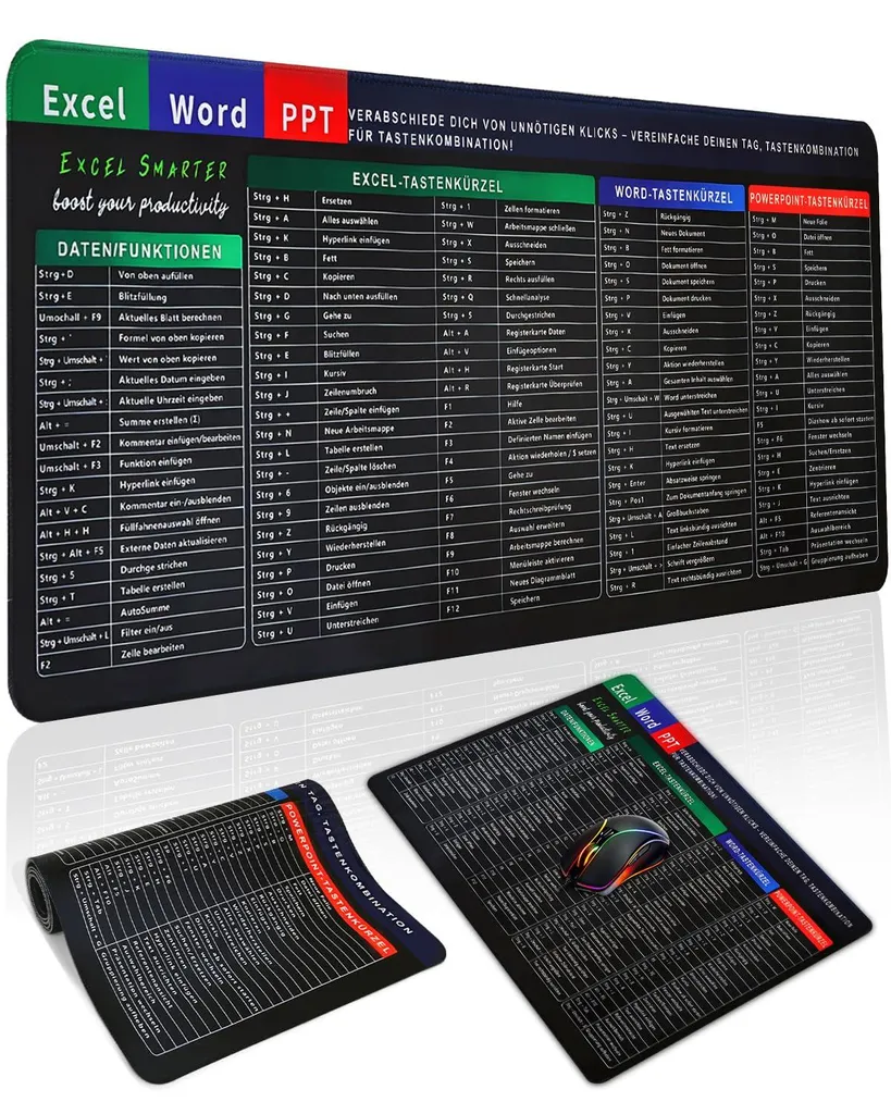 Tapis de souris bureau Excel 800x300 mm idéal pour le travail et le gaming