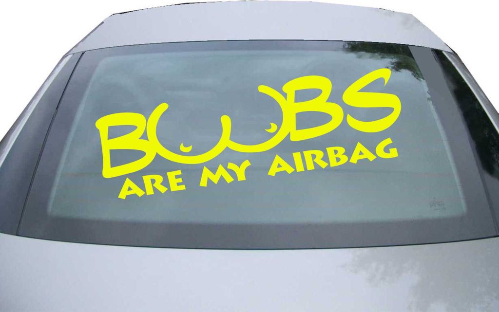 Indigos UG - Aufkleber Heckscheibe & Motorklappe DE2179 - neongelb - 600x257 mm - Boobs are my Airbagy - Auto Scheiben Fenster Heckklappe Tuning Ra...