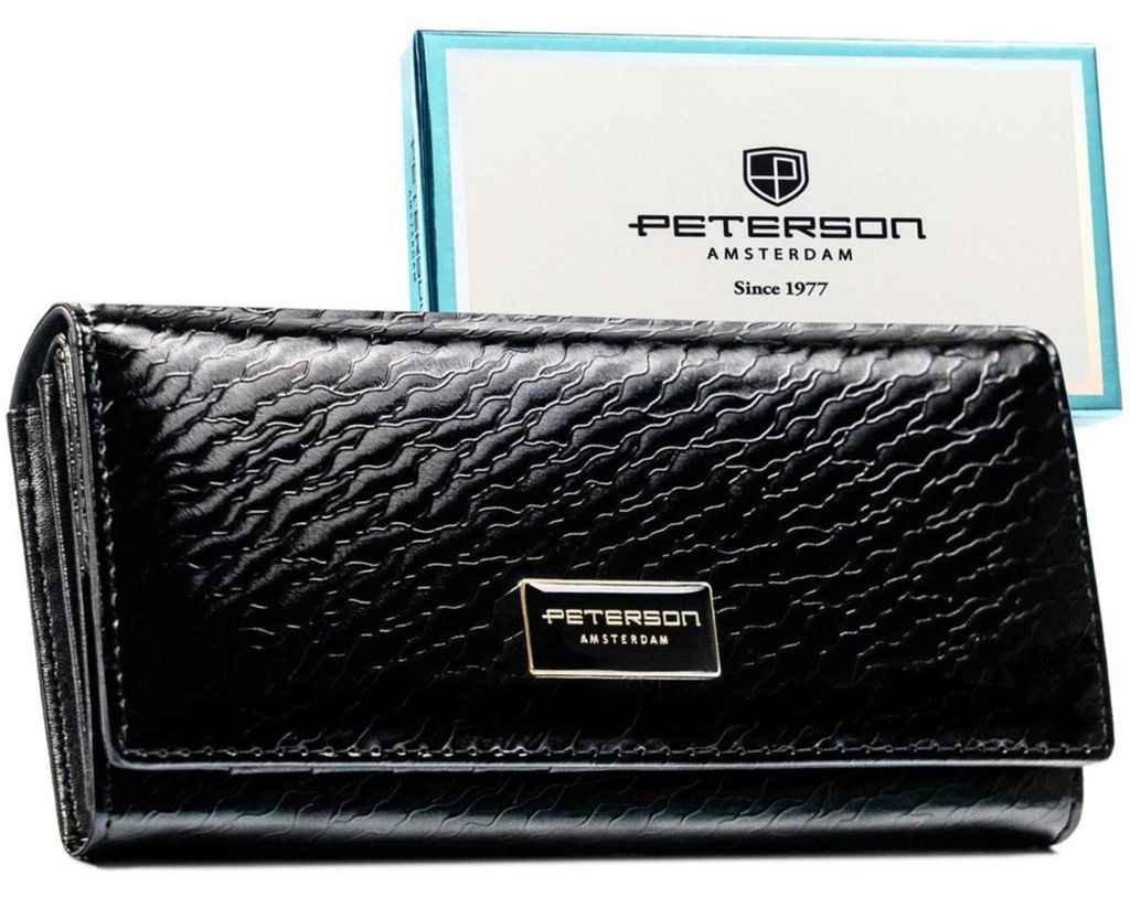 Peterson Damen Geldbörse Viola Portemonnaie Wallet RFID-Shutz, schwarz