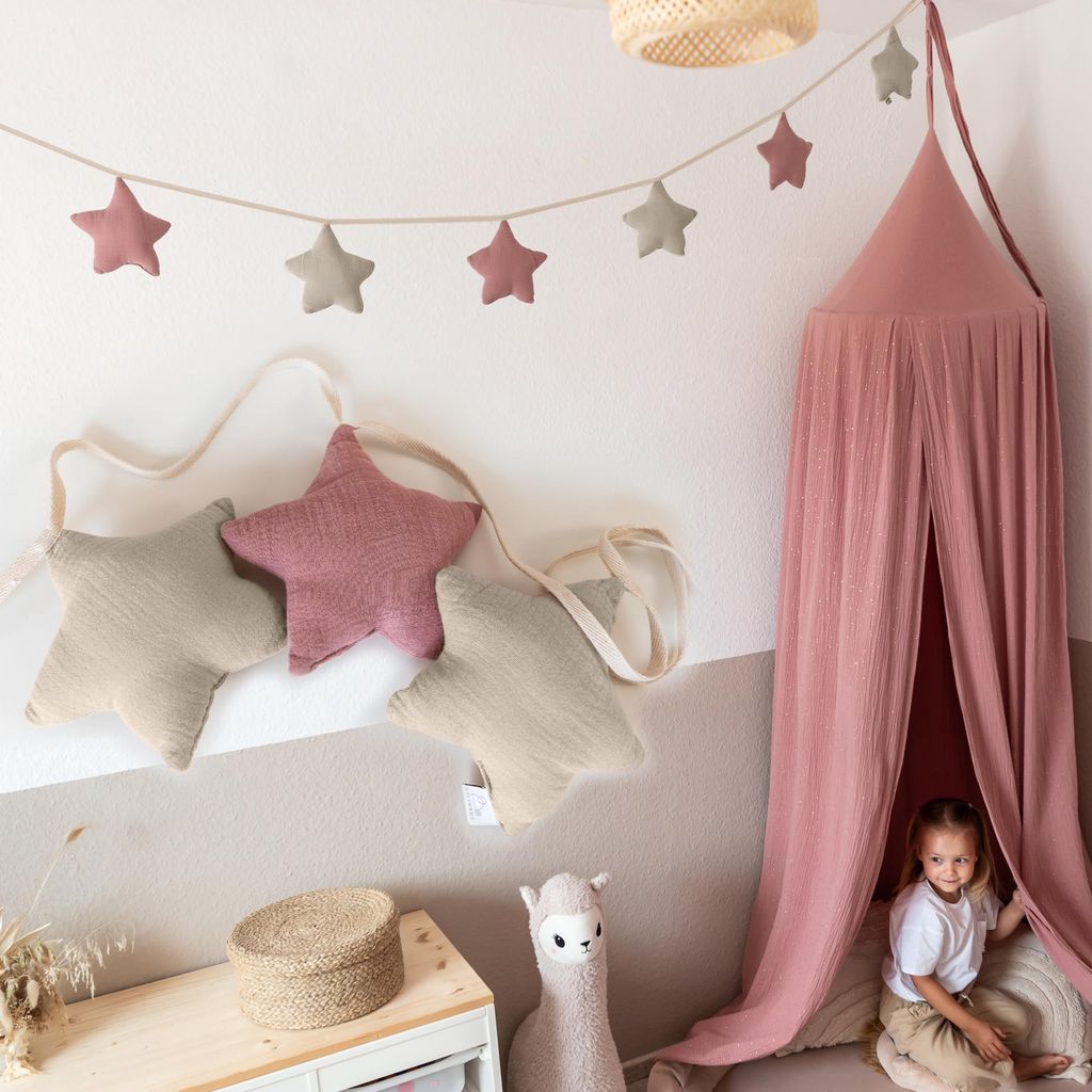 Guirlande d'étoiles vieux rose & beige clair sans Image du produit 