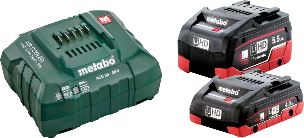 Metabo Akku Basis-Set 18 V LiHD 1 x 4.0 Ah + 1 x 5.5 Ah mit Produktbild 