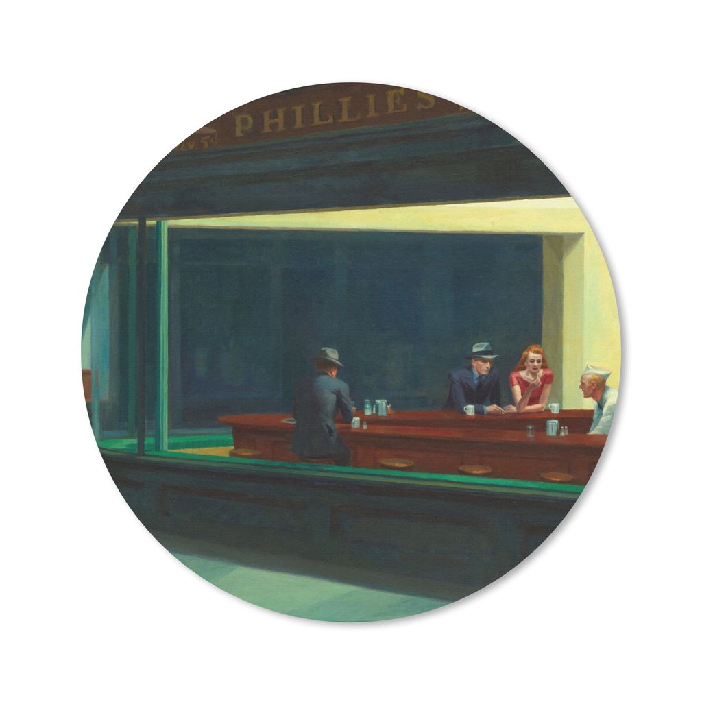 MuchoWow Mauspad Mousepad Nighthawks - Edward Hopper 30x30 cm - Mousepads - Maus Mat - Pad - Mausunterlage - Tischunterlage - Schreibtischmatten