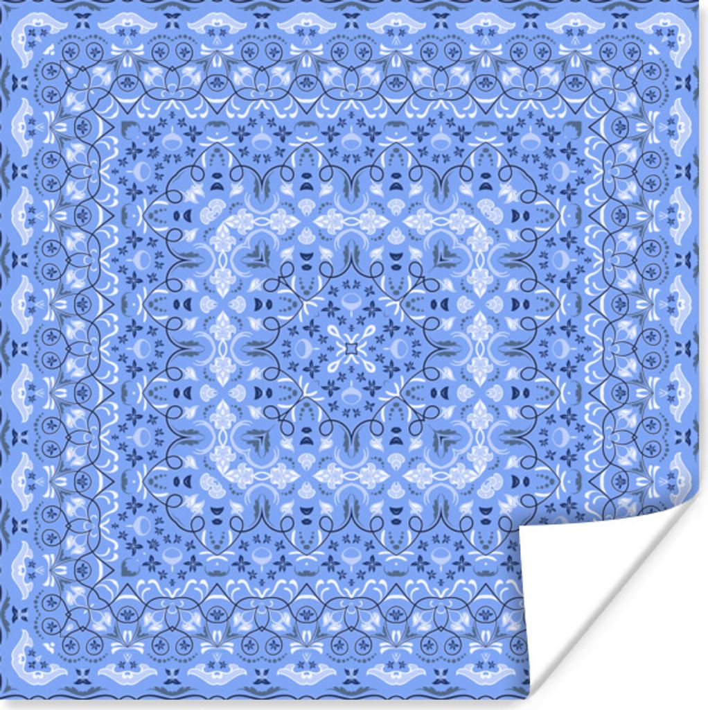 MuchoWow Poster Persischer Teppich - Muster - Blau 100x100 cm - Babyzimmer