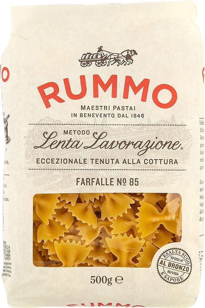 10x Rummo Farfalle N. 85 Hartweizengrieß Pasta Italienische Nudeln 500g Packung + Italian Gourmet Polpa di Pomodoro 400g Dose