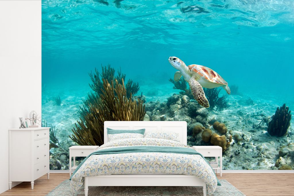 MuchoWow Fototapete für Wohnzimmer oder Schlafzimmer Wandtapete Vinyl Motivtapete Korallenriff von Tulum in Mexiko - 390x260 cm - Papiertapete