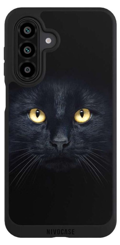 NIVOCASE Handyhülle für Samsung Galaxy A17 5G Hülle NIVOpure Case Schwarz Auge Katze schwarz
