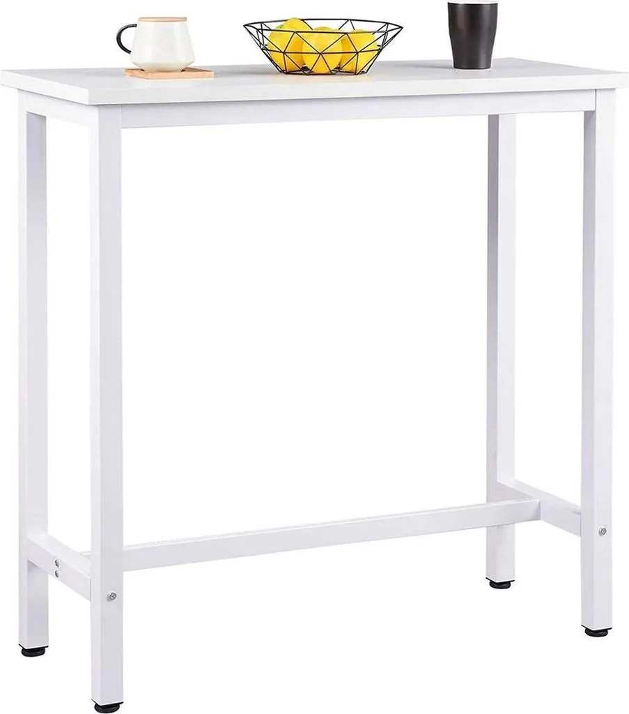 Mange-debout Rectangulaire Blanc Bolt Edge Deluxe en Bois et Métal